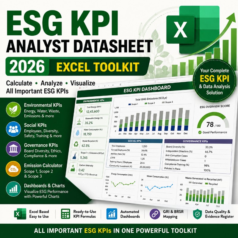 ESG KPI Analyst Datasheet 2026 — Excel Toolkit