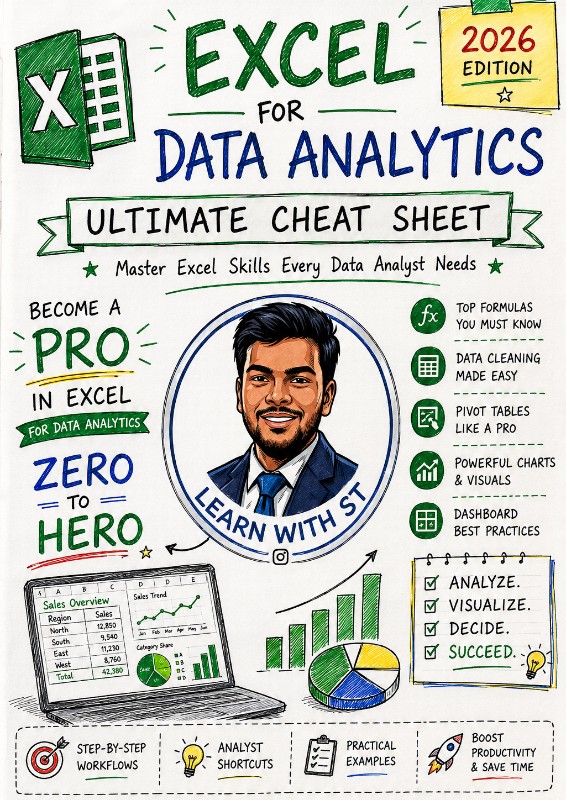 Excel for Data Analytics – Ultimate Cheat Sheet | 2026 Edition