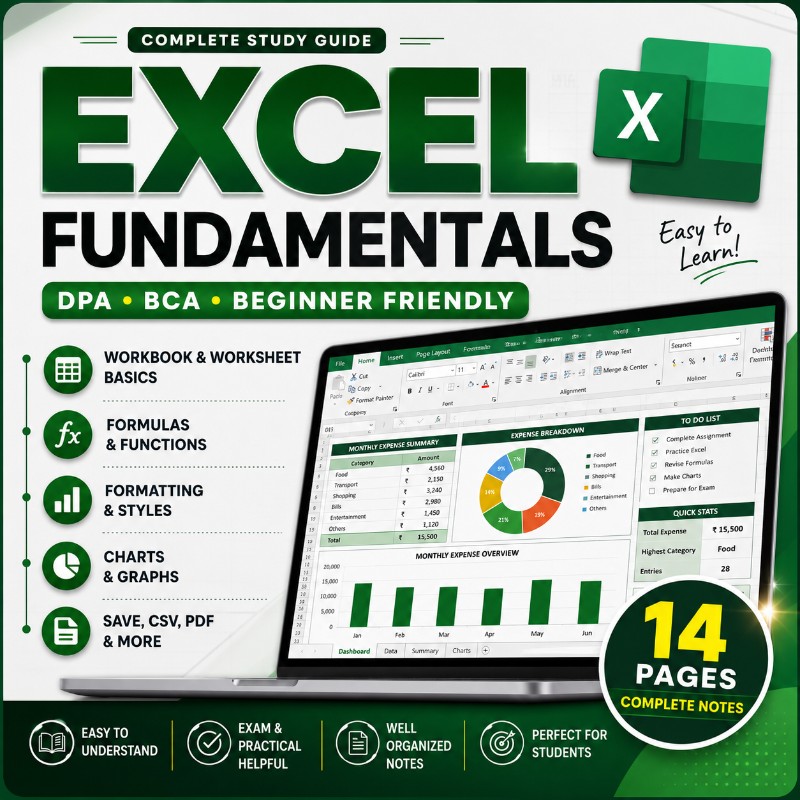 Excel Fundamentals & DPA Notes – Complete Study Guide