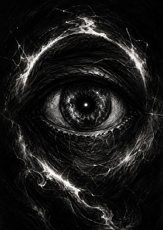 Eyes of the Void — Monochrome Cosmic Wallpaper