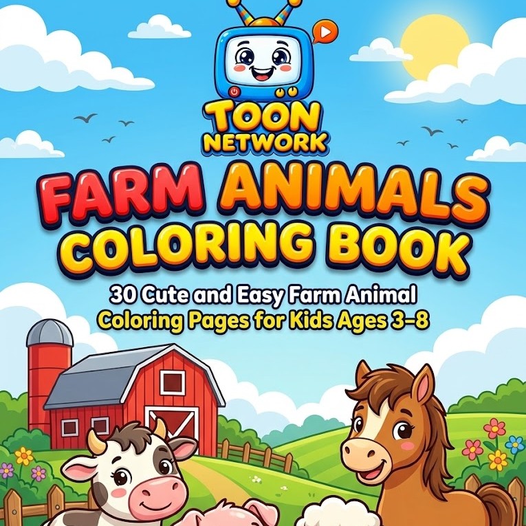 Farm Animals Coloring Book for Kids Ages 3–8