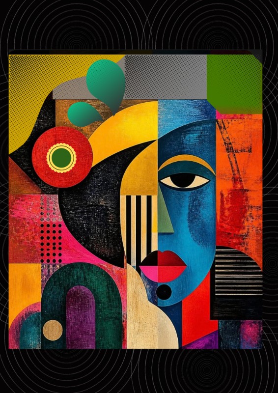 Geometric Muse – Vibrant Abstract Woman Wall Art