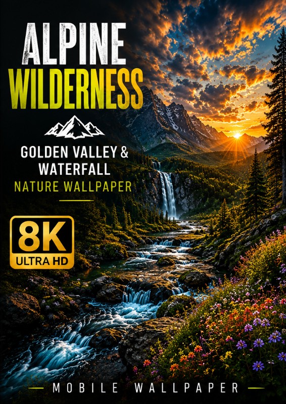 Golden Mountain Lake — Cinematic Sunset Nature Wallpaper