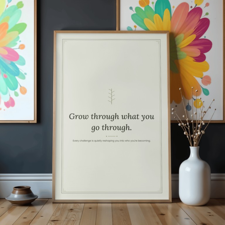 Grow Through What You Go Through– Boho Affirmation Wall Art Print