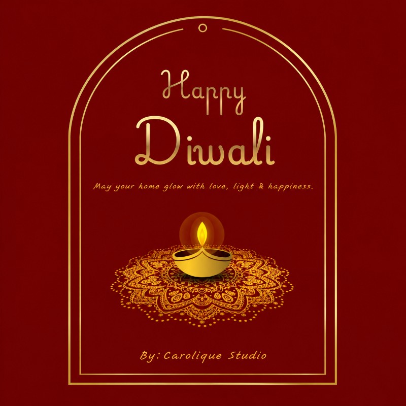Happy Diwali Greeting Cards | 3 Luxury Printable & Digital Cards | Carolique Studio