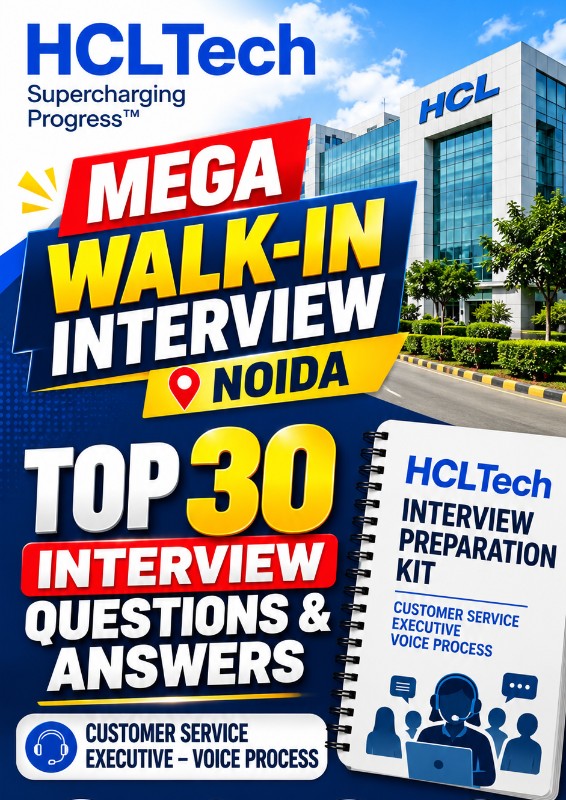 🎯 HCLTech Fresher Customer Service | Top 30 Interview Questions & Answers PDF
