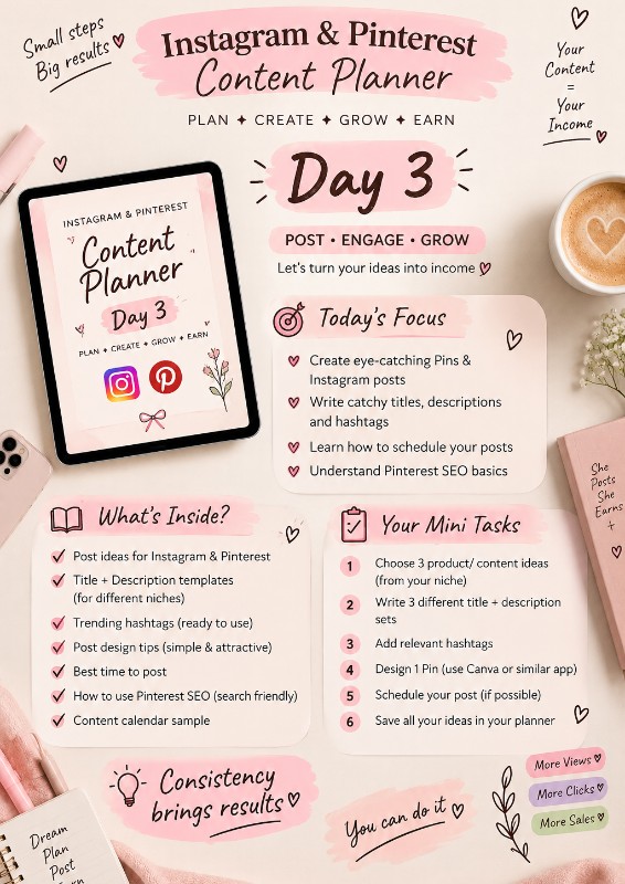 Instagram and Pinterest content planner