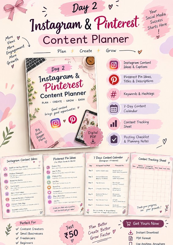 Instagram & Pinterest Content Planner – Day 2