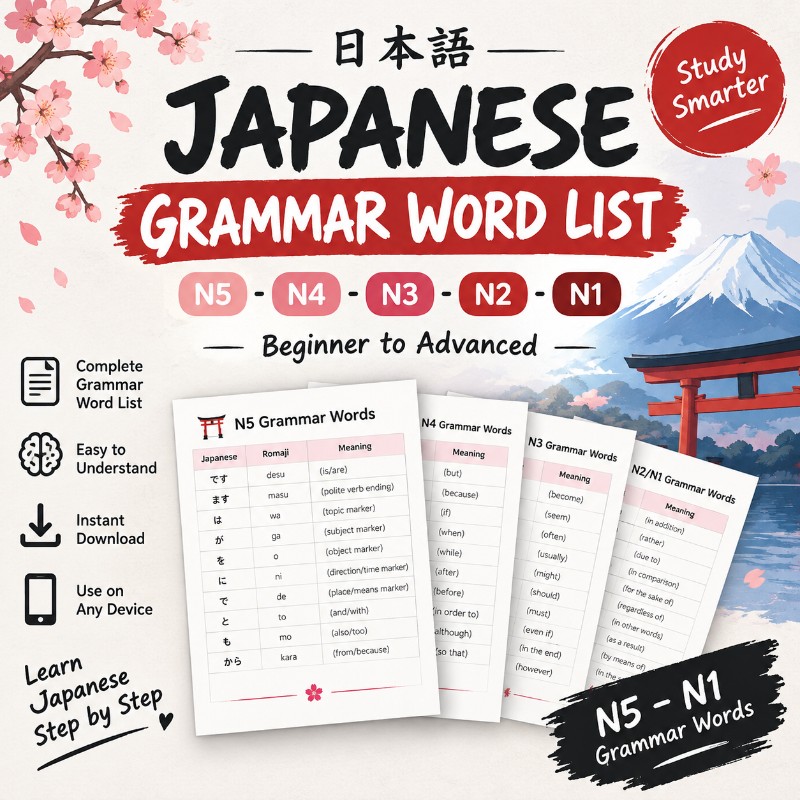 Japanese Grammar Word List | N5–N1