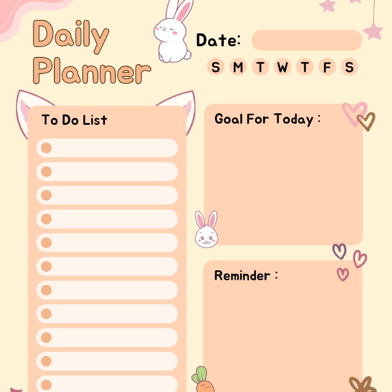 Kawaii Study Planner – Cute Pastel Daily Planner PDF