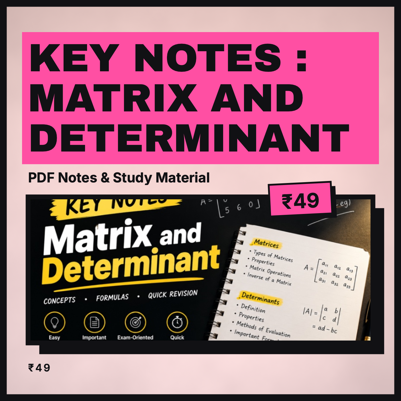  KEY NOTES : Matrix and Determinant 