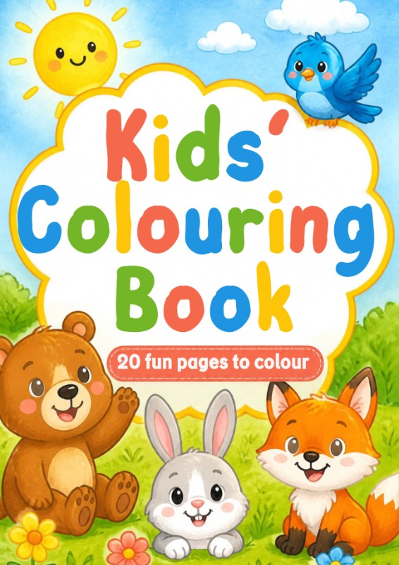 Kids' Colouring Book – 10 Fun Animal & Fantasy Pages (Printable PDF)