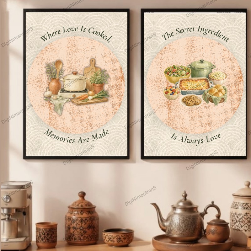 Kitchen Wall Art Set of 2 | Printable Kitchen Decor | Digital Download A2(42*59.4cm)