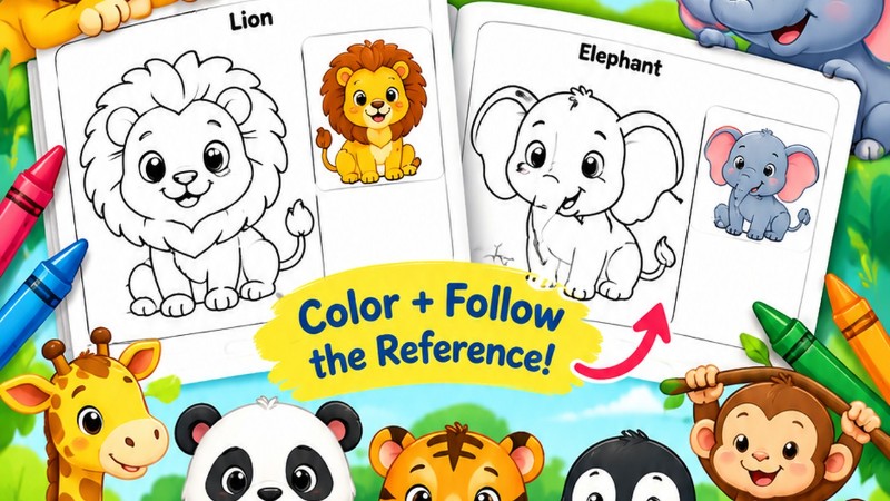 🎨 Let Kids Color Their Favorite Animals! 🦁🐼🐶