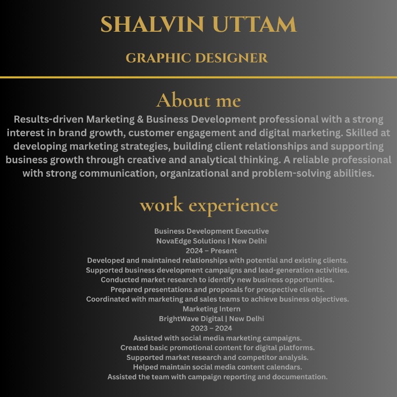 Luxury Black & Gold Professional Resume Template – Editable Canva CV