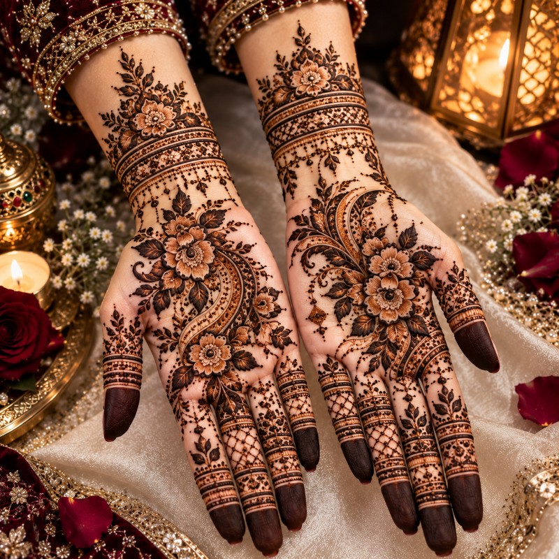 Luxury Floral Paisley Bridal Mehendi – Elegant Henna Design