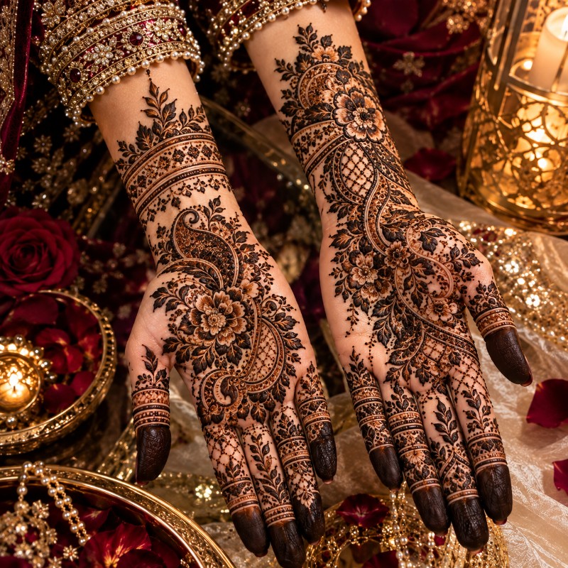 Luxury Floral Paisley Bridal Mehendi – Premium Henna Design
