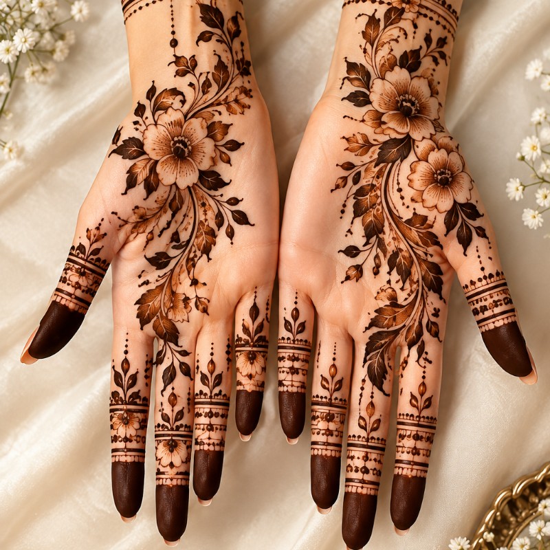 Luxury Floral Vine Mehendi – Modern Bridal Henna Design