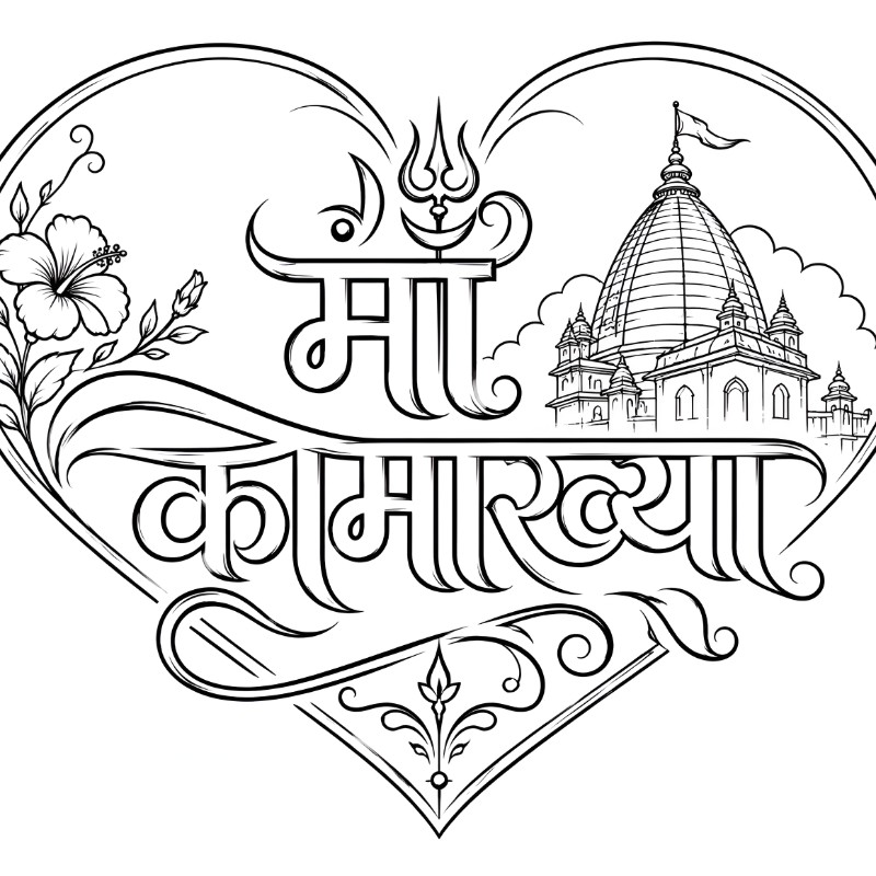 Ma Kamakhya Name Line Art  Work