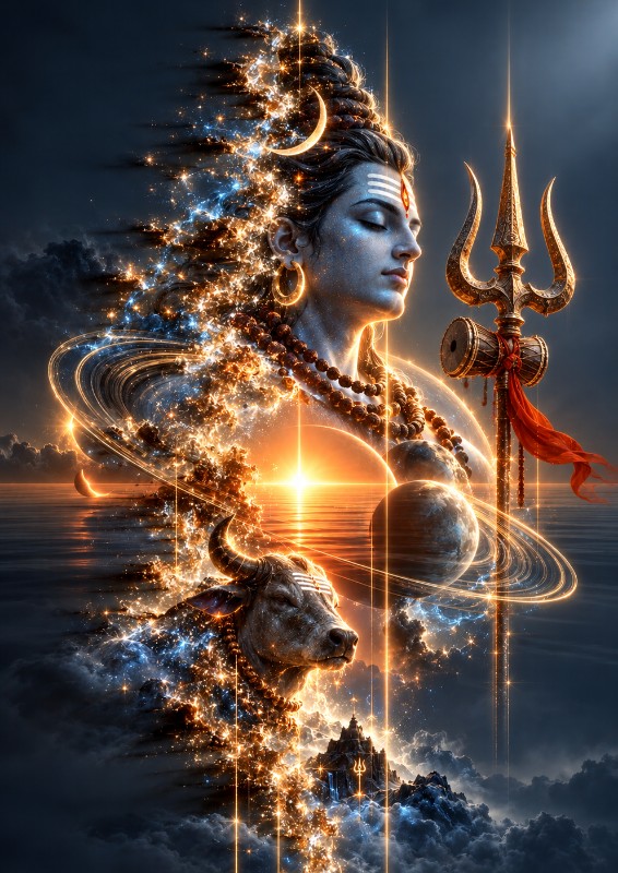 Mahadev Divine Cosmic – 4K Mobile Wallpaper