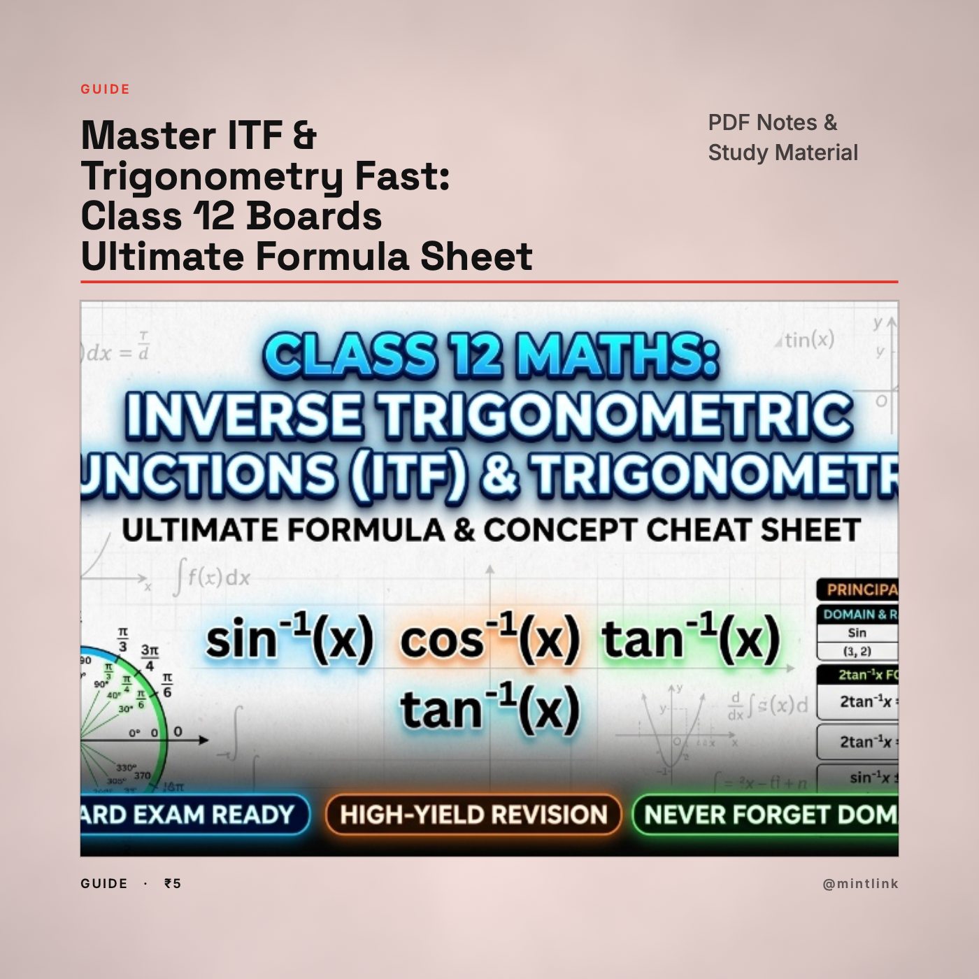 Master ITF & Trigonometry Fast: Class 12 Boards Ultimate Formula Sheet