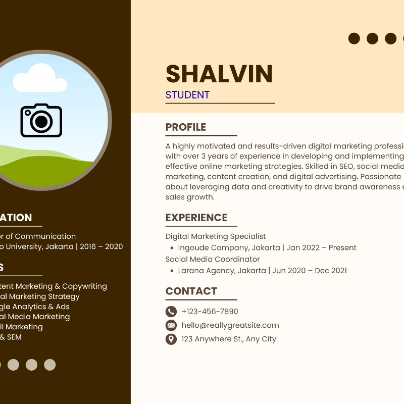 Modern Beige & Chocolate Professional Resume Template (Canva)