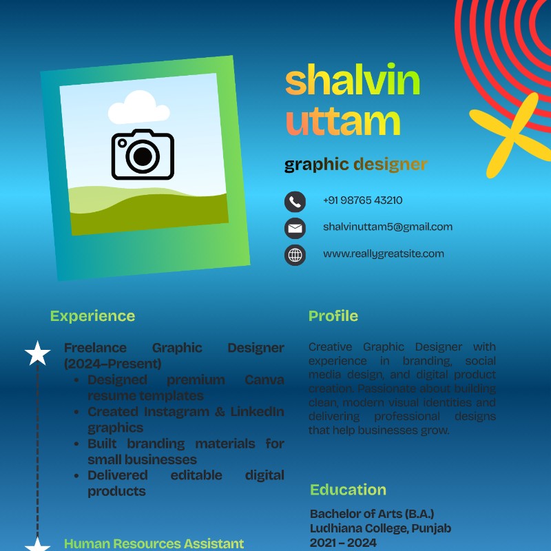 Modern Blue Gradient Student Resume Template (Canva)