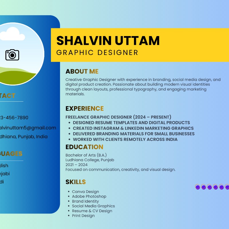 Modern Blue Professional Resume Template (Canva)