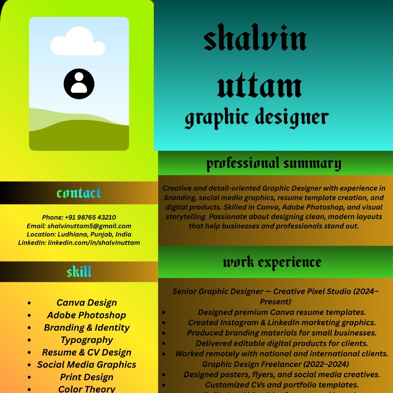 Modern Green Professional Resume Template (Canva)