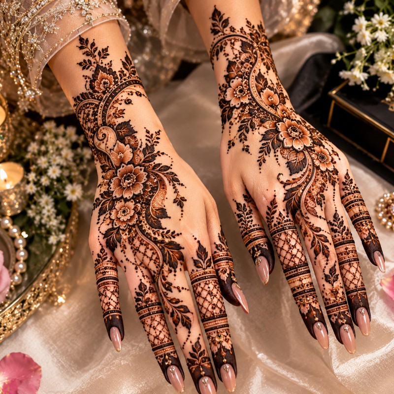 Modern Luxury Floral Mehendi – Fashion Henna Design