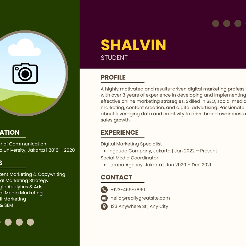 Modern Olive & Burgundy Professional Resume Template (Canva)