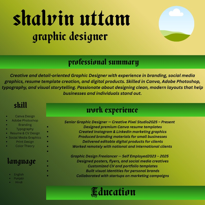 Modern Olive & Green Professional Resume Template (Canva)