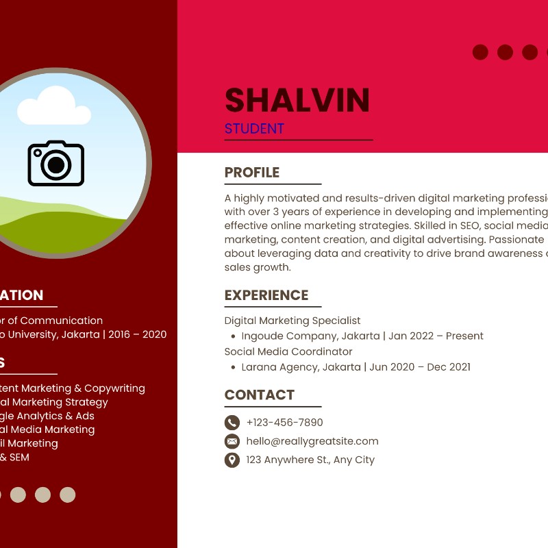 Modern Red & White Professional Resume Template (Canva)