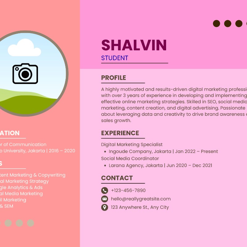Modern Rose Gold Professional Resume Template (Canva)