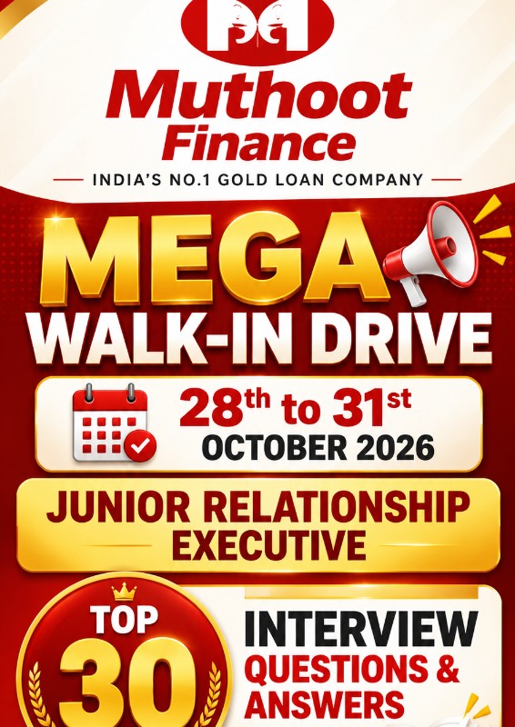 Muthoot Finance Interview Preparation Kit – Top 30 Questions & Answers | Patna