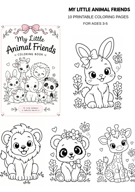 My Little Animal Friends – Cute Coloring Book