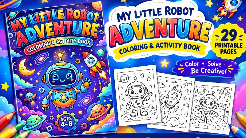 My Little Robot Adventure- Coloring & Activity Book for kids