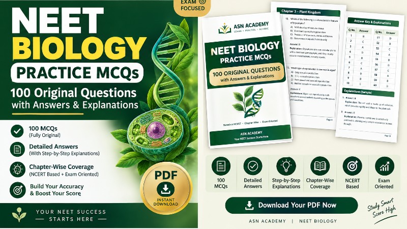 NEET Biology Practice MCQs — 100 Questions with Answers & Explanations | ASN ACADEMY