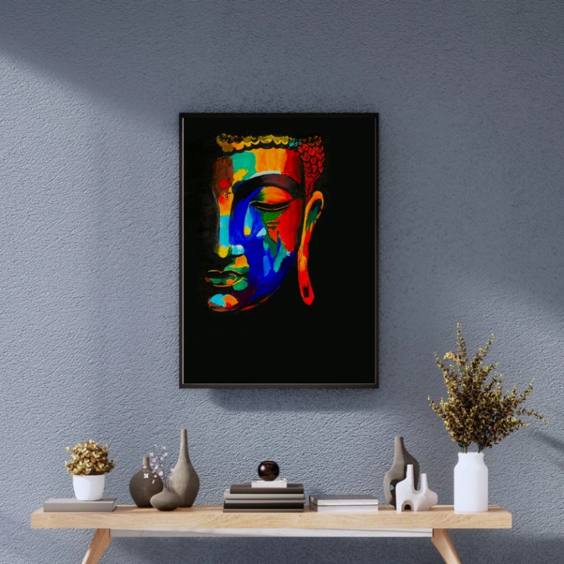 Neon Buddha 4k Printable Wall Art