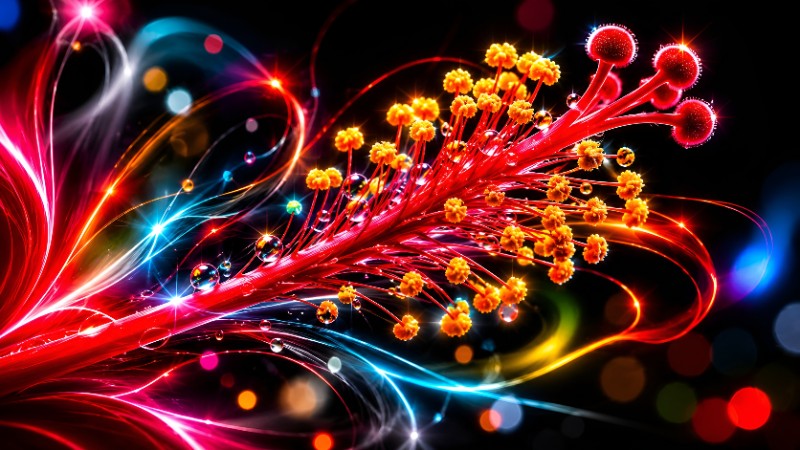 Neon hibiscus stamen in motion