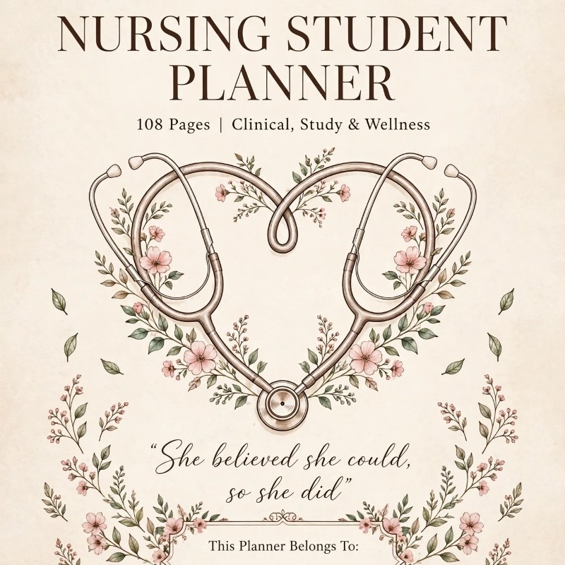 Nursing Student Planner 113 Pages | A4 Printable | Clinical, Study & Wellness | Undated