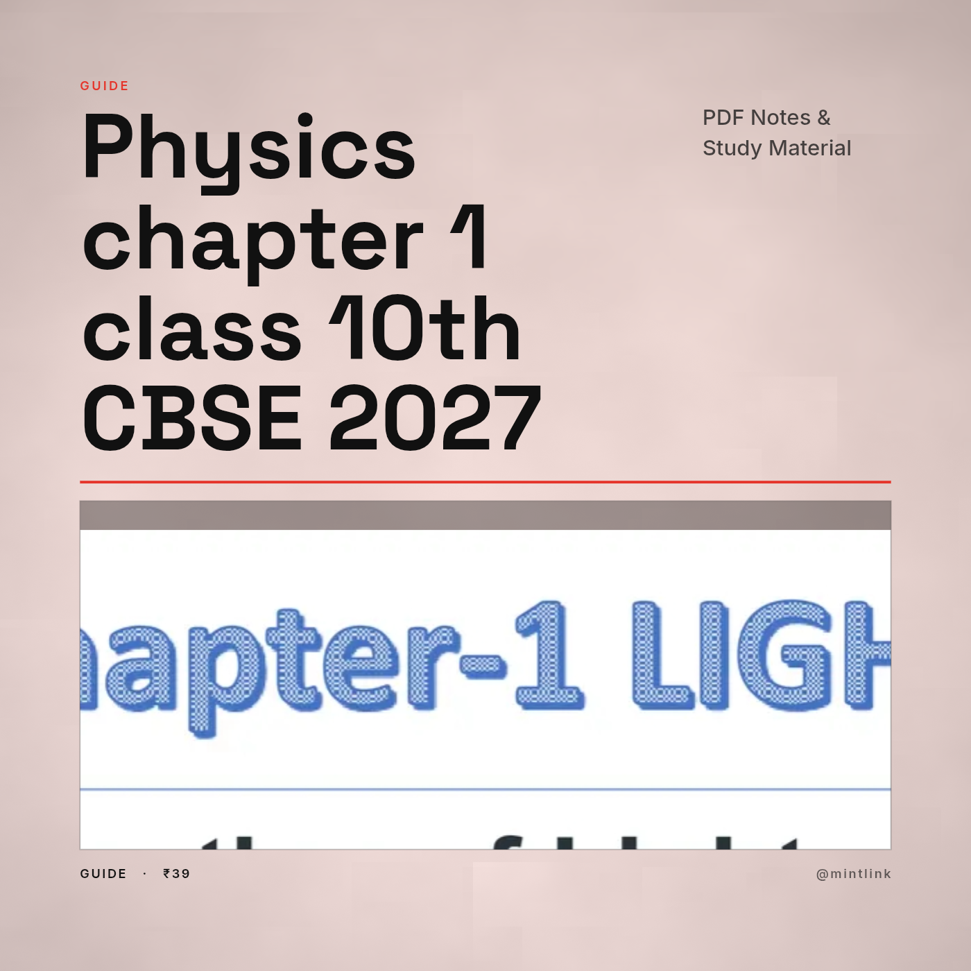 Physics chapter 1 class 10th CBSE 2027