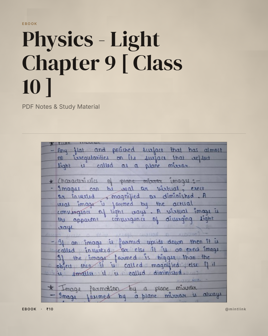  Physics - Light Chapter 9  [ Class 10 ] and Free Student Outreach and Mentorship Guide🌷✨