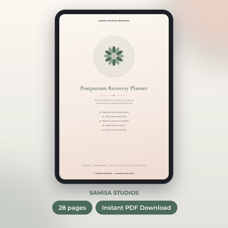 Postpartum Recovery Planner | 28 Page Printable PDF