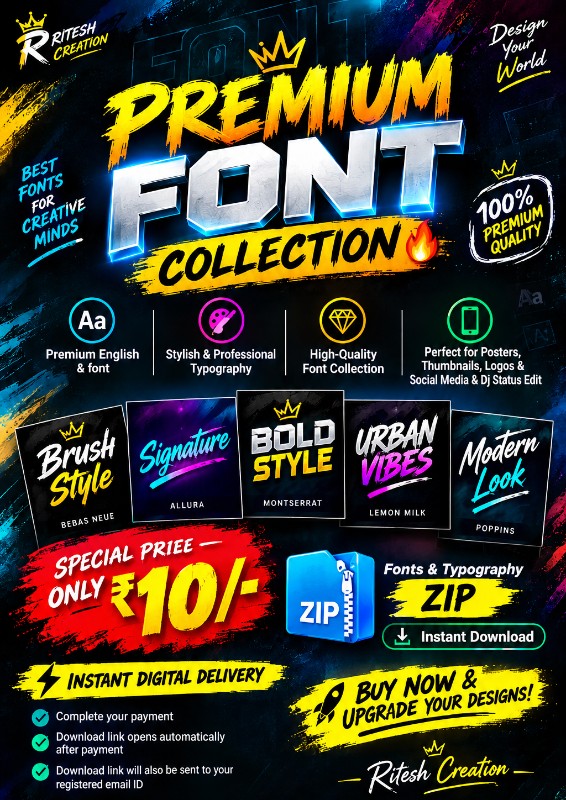 PREMIUM ENGLISH FONT COLLECTION 🔥 // RITESH CREATION 