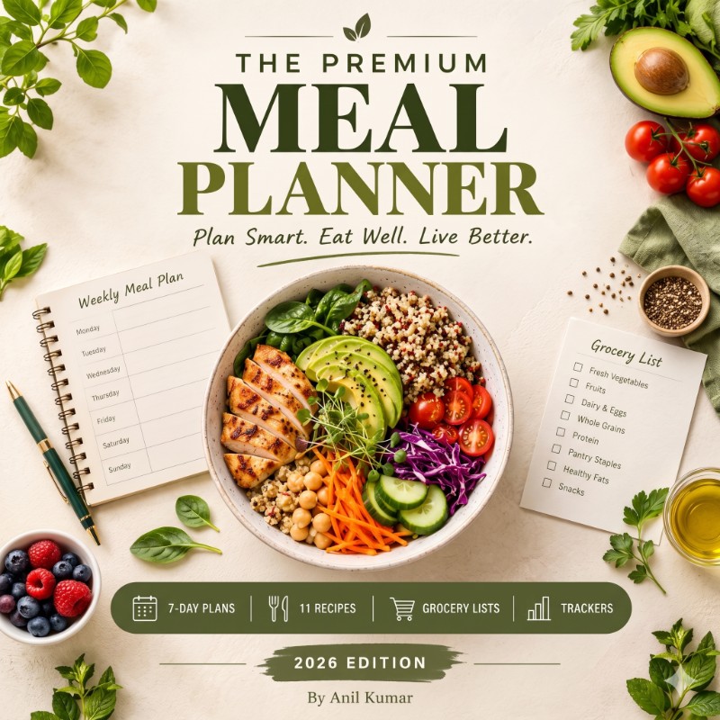 The Premium Meal Planner 2026 | 7-Day Meal Plans, 11 Recipes & Printable Trackers