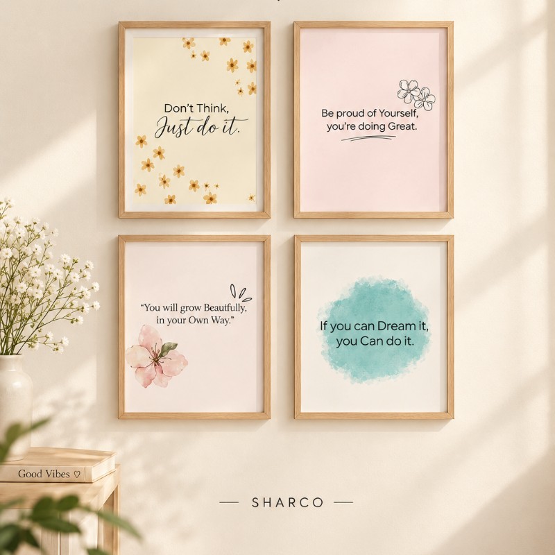 Printable Wall Art Poster Motivational Wall Art Minimalistic Posters(Pack of 4)