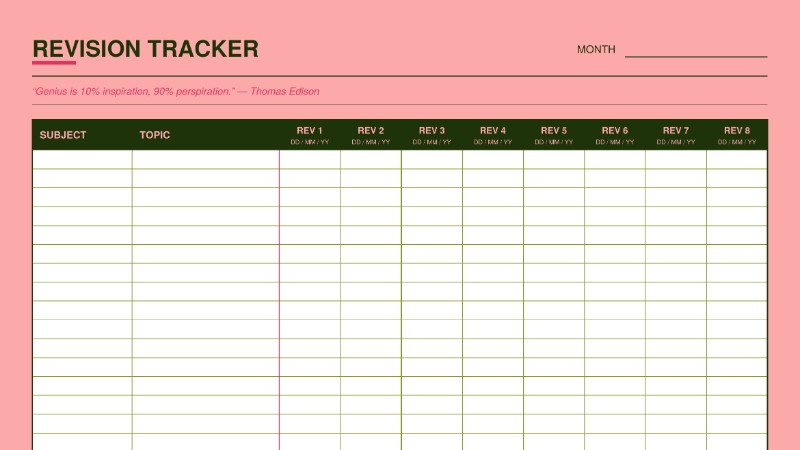 Revision tracker (Guava pink)