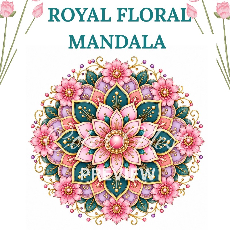 Royal Floral Mandala – Printable Coloring Page