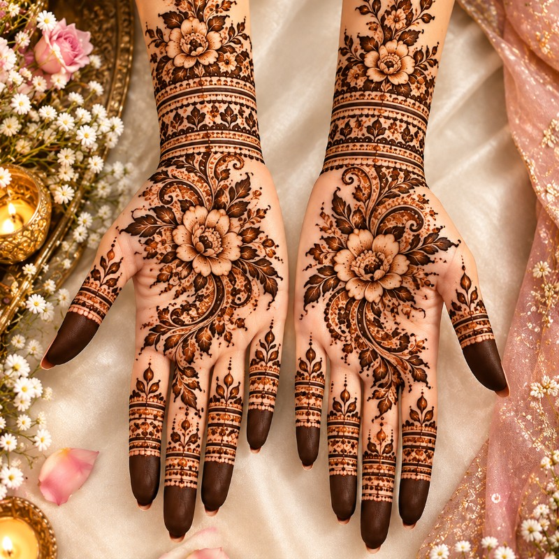 Royal Floral Paisley Mehendi – Luxury Bridal Henna Design